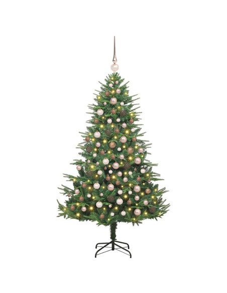Albero di Natale Artificiale Pre-illuminato con Set di Palline
