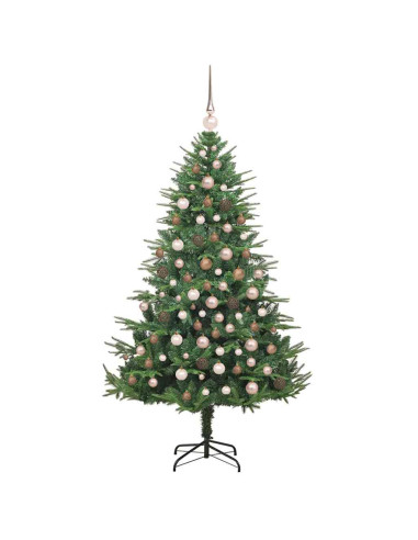Albero di Natale Artificiale Pre-illuminato con Set di Palline