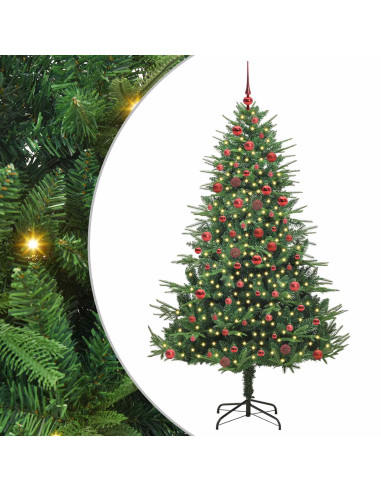 Albero di Natale Artificiale Pre-illuminato con Set di Palline