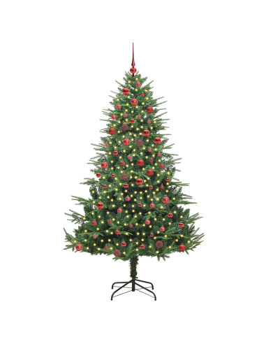 Albero di Natale Artificiale Pre-illuminato con Set di Palline