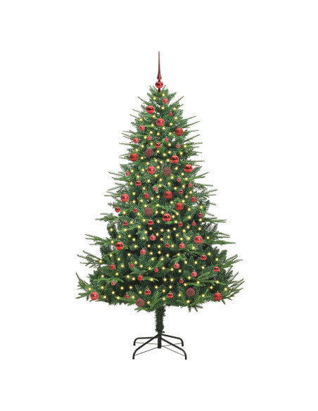 Albero di Natale Artificiale Pre-illuminato con Set di Palline