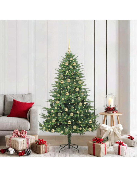 Albero di Natale Artificiale Pre-illuminato con Set di Palline