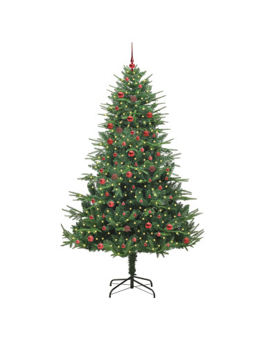 Albero di Natale Artificiale Pre-illuminato con Set di Palline