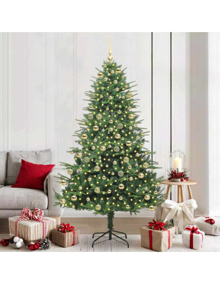Albero di Natale Artificiale Pre-illuminato con Set di Palline