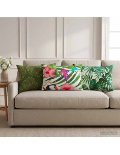 Cuscino 2 pz HEERLEN Motivo a Foglie 40 x 60 cm Poliestere