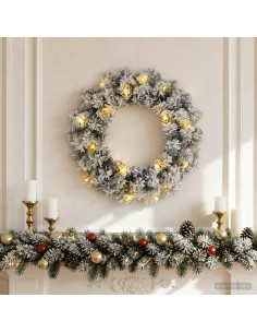 Ghirlanda di Natale Bianco Ø 30 cm PVC 25 LED