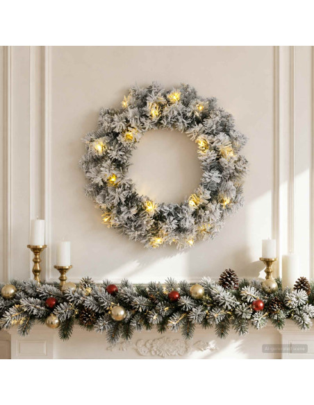 Ghirlanda di Natale Bianco Ø 30 cm PVC 25 LED