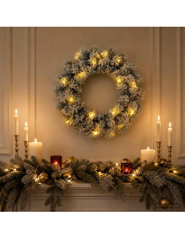 Ghirlanda di Natale Bianco Ø 30 cm PVC 25 LED