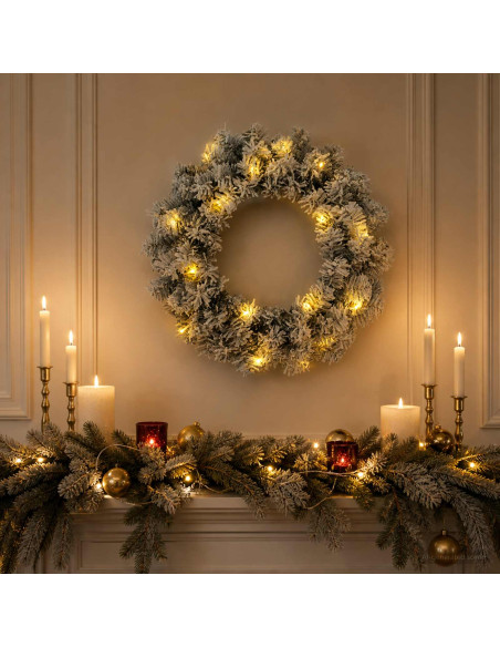 Ghirlanda di Natale Bianco Ø 30 cm PVC 25 LED