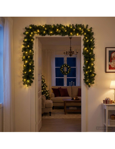 Ghirlanda di Natale Verde 270 cm PVC 50 LED
