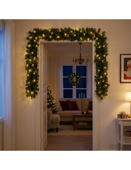 Ghirlanda di Natale Verde 270 cm PVC 50 LED