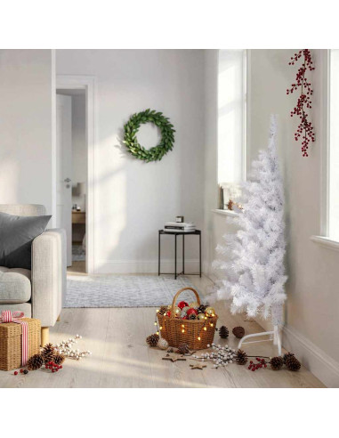 Albero di Natale Artificiale Metà con Supporto Bianco 120cm PVC