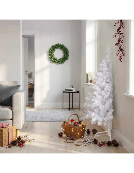 Albero di Natale Artificiale Metà con Supporto Bianco 120cm PVC