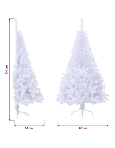 Albero di Natale Artificiale Metà con Supporto Bianco 120cm PVC