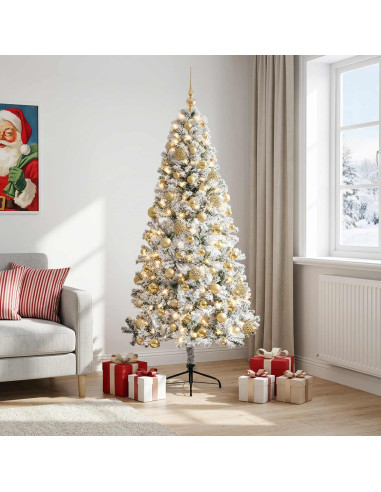 Albero di Natale artificiale con palline 210 cm 300 LED