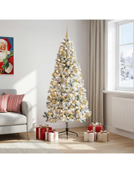 Albero di Natale artificiale con palline 210 cm 300 LED
