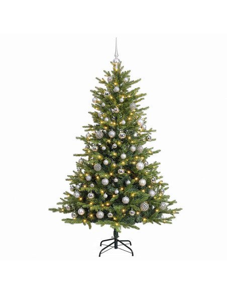 Albero di Natale artificiale con palline 180 cm 300 LED