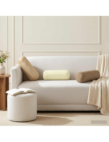 Cuscino 2 pz HEERLEN Crema Ø 15 x 40 cm Poliestere