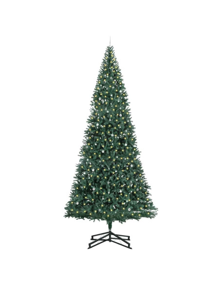 Albero di Natale Artificiale Pre-illuminato con Set di Palline