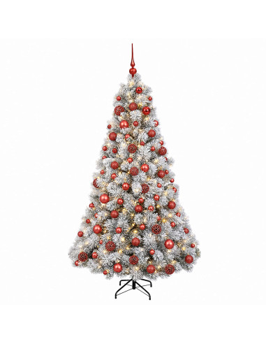 Albero di Natale artificiale con palline 210 cm 300 LED