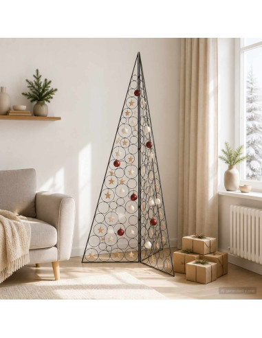 Albero di Natale in metallo KUOPIO 210 cm Acciaio Nero
