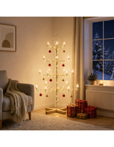 Albero di Natale in Metallo con Supporto KUOPIO 125 cm Acciaio