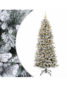 Albero di Natale artificiale con palline 210 cm 300 LED