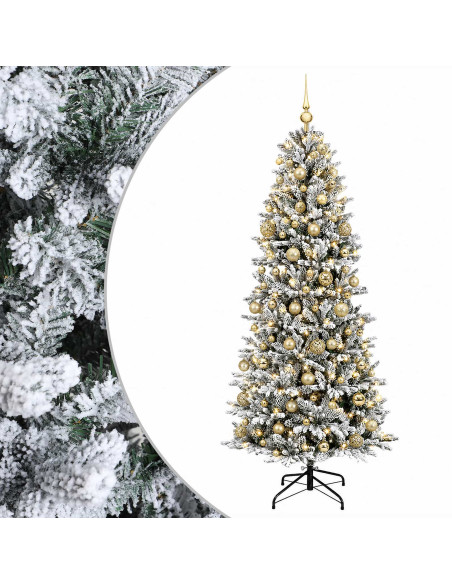Albero di Natale artificiale con palline 210 cm 300 LED
