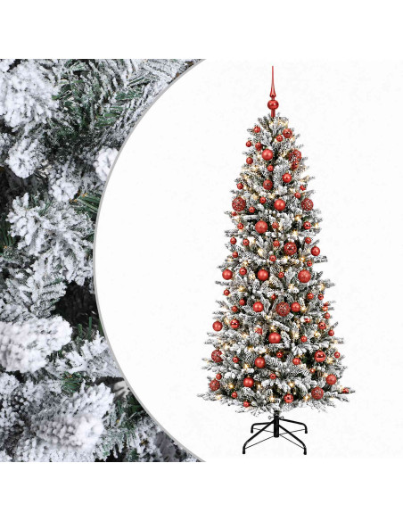 Albero di Natale artificiale con palline 240 cm 300 LED