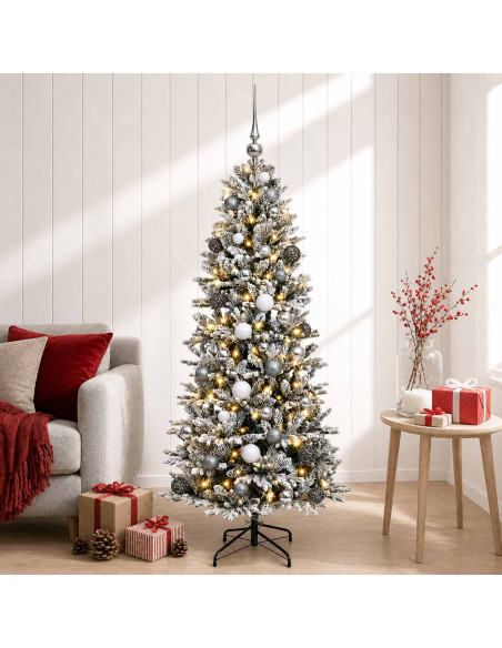 Albero di Natale artificiale con palline 150 cm 150 LED
