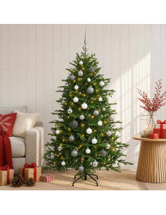 Albero di Natale artificiale con palline 120 cm 150 LED