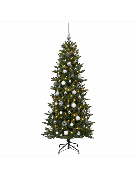 Albero di Natale artificiale con palline 210 cm 300 LED