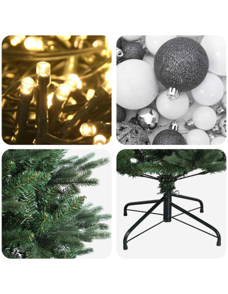 Albero di Natale artificiale con palline 210 cm 300 LED