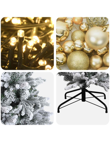 Albero di Natale artificiale con palline 210 cm 300 LED