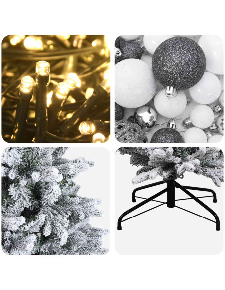 Albero di Natale artificiale con palline 180 cm 300 LED