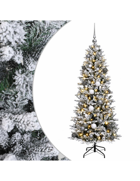 Albero di Natale artificiale con palline 150 cm 150 LED