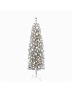 Albero di Natale Artificiale Slim con Palline 180 cm 300 LED 2
