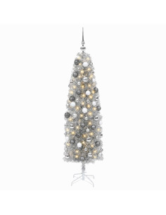 Albero di Natale Artificiale Slim con Palline 180 cm 300 LED 2