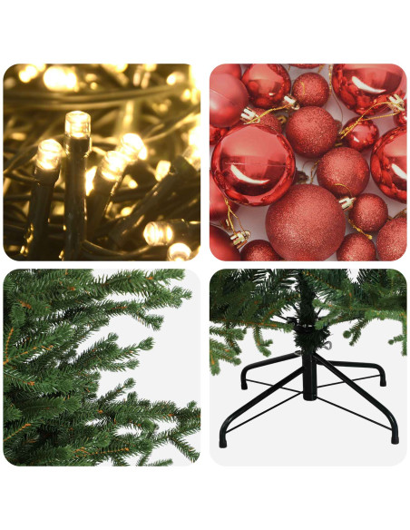 Albero di Natale artificiale con palline 210 cm 300 LED