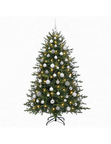 Albero di Natale artificiale con palline 210 cm 300 LED