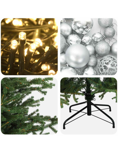 Albero di Natale artificiale con palline 210 cm 300 LED