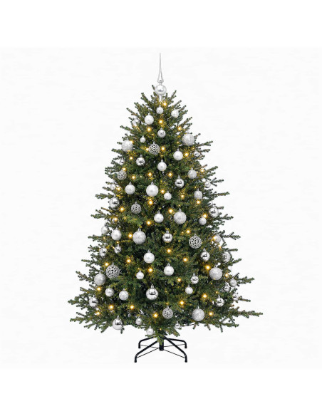 Albero di Natale artificiale con palline 180 cm 300 LED
