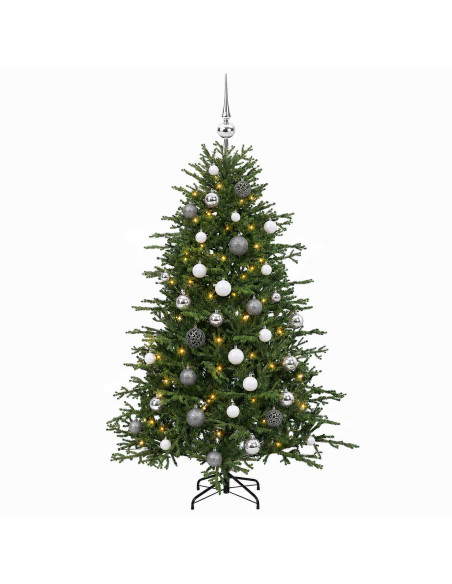 Albero di Natale artificiale con palline 120 cm 150 LED