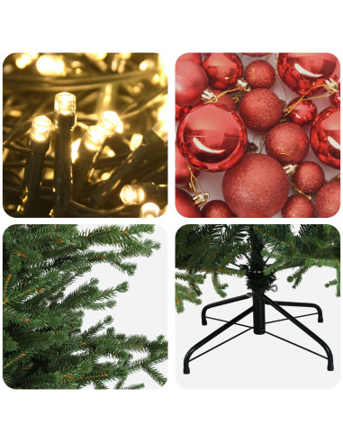 Albero di Natale artificiale con palline 240 cm 300 LED