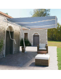 Tenda da Sole Autoportante Automatica 600x350 cm Blu Bianca