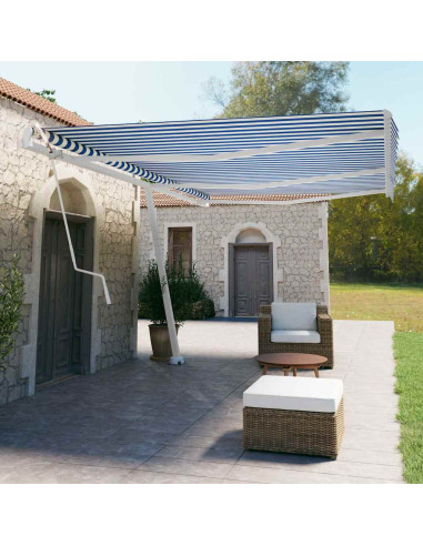 Tenda da Sole Autoportante Automatica 600x350 cm Blu Bianca