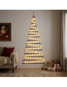 Albero di Natale appeso 210 cm 130 LED Bianco caldo