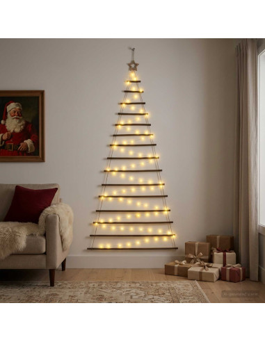 Albero di Natale appeso 210 cm 130 LED Bianco caldo