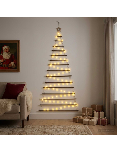 Albero di Natale appeso 210 cm 130 LED Bianco caldo