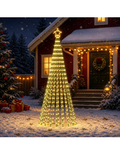 Albero di Natale LED 250 cm 475 LED Bianco caldo Acciaio Nero